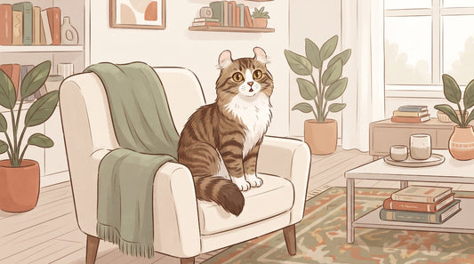 American Curl cat sitting on an armchair