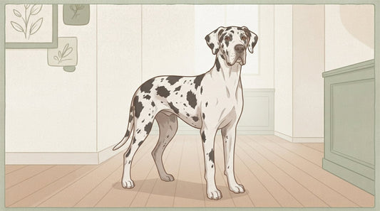 Harlequin Great Dane with uncropped folded ears