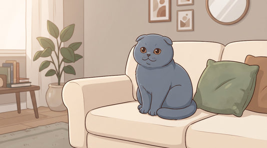 Scottish Fold cat sitting on a sofa