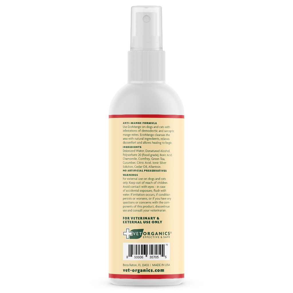 EcoMange Mange Treatment for Dogs & Cats with Demodectic or Sarcoptic Mange Mites, 8-oz bottle