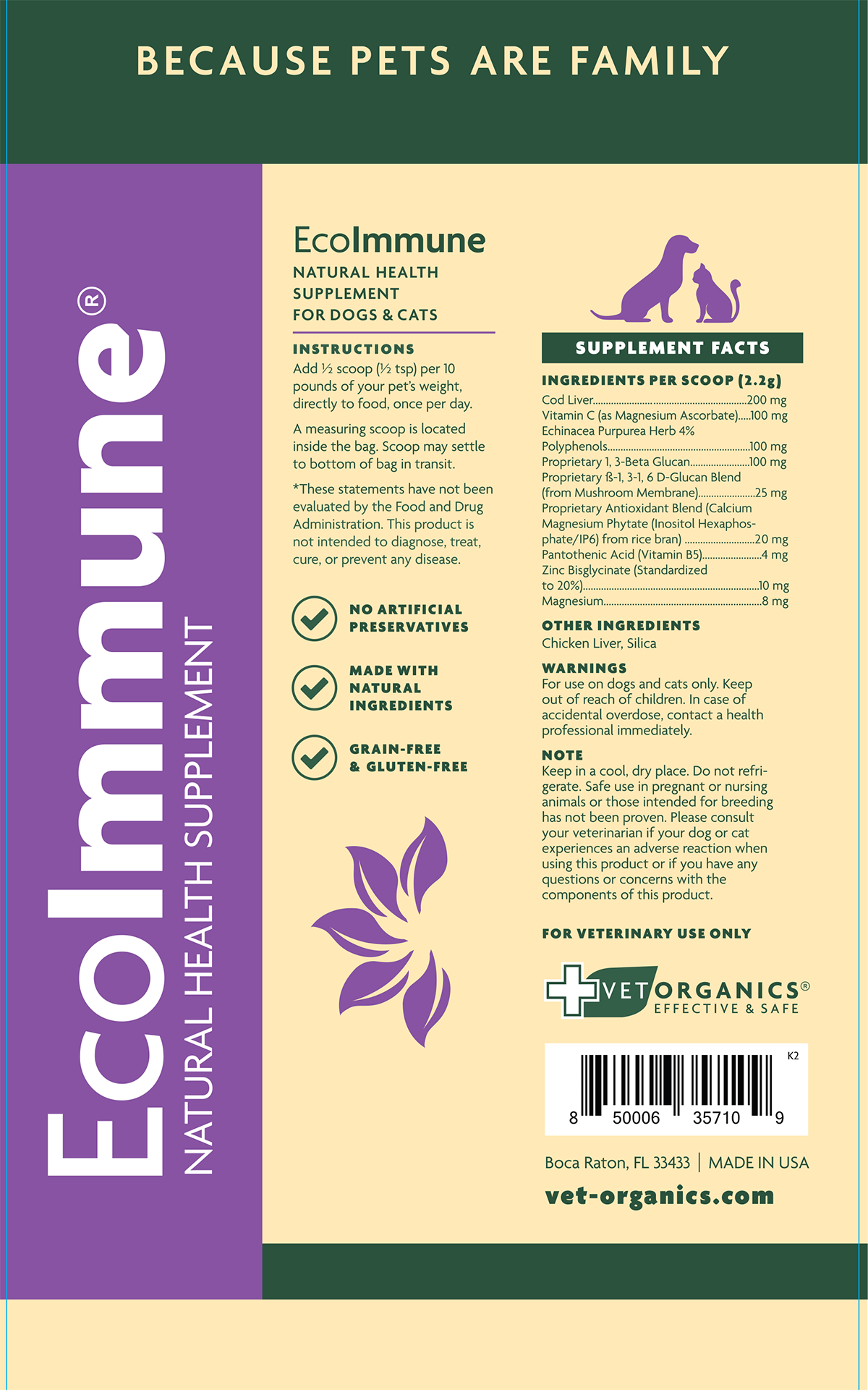 EcoImmune Immune Support & Booster Supplement for Dogs & Cats, 4-oz bag