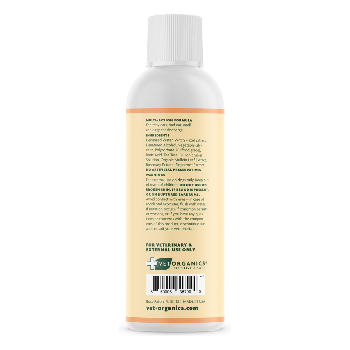 EcoEars back label: ingredients and warnings