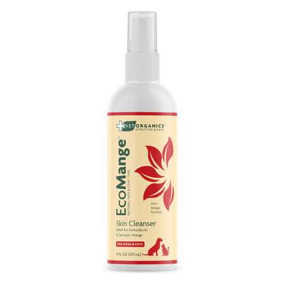 EcoMange Skin Cleanser spray for dogs and cats, 8 oz bottle, front label